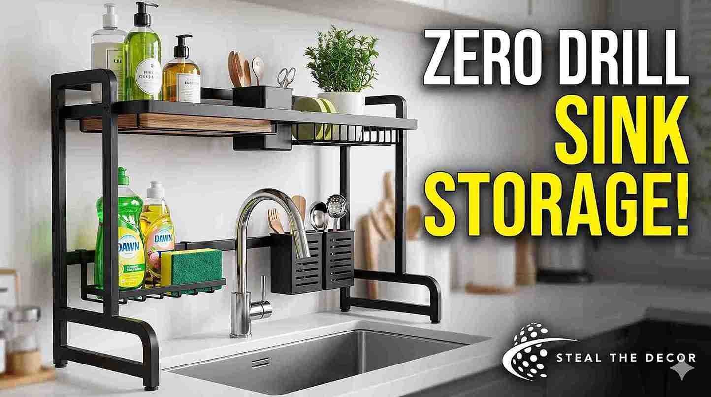 over-the-sink storage ideas before and after rental kitchen transformation