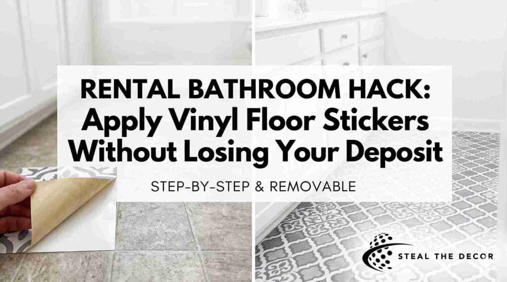 How to apply vinyl floor stickers in a rental bathroom step by step process.
