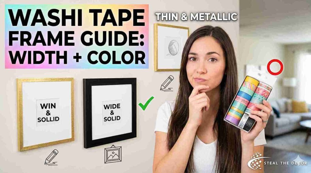 Prepping and cleaning a smooth apartment wall before applying washi tape to create faux wall frames.