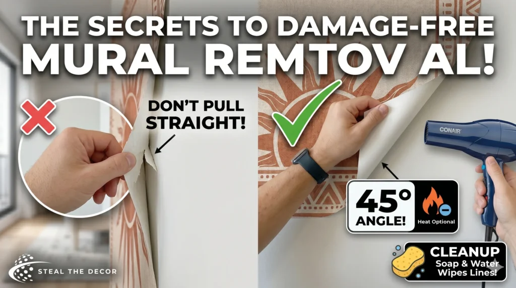 Cleaning an apartment drywall surface before installing a removable Boho mural