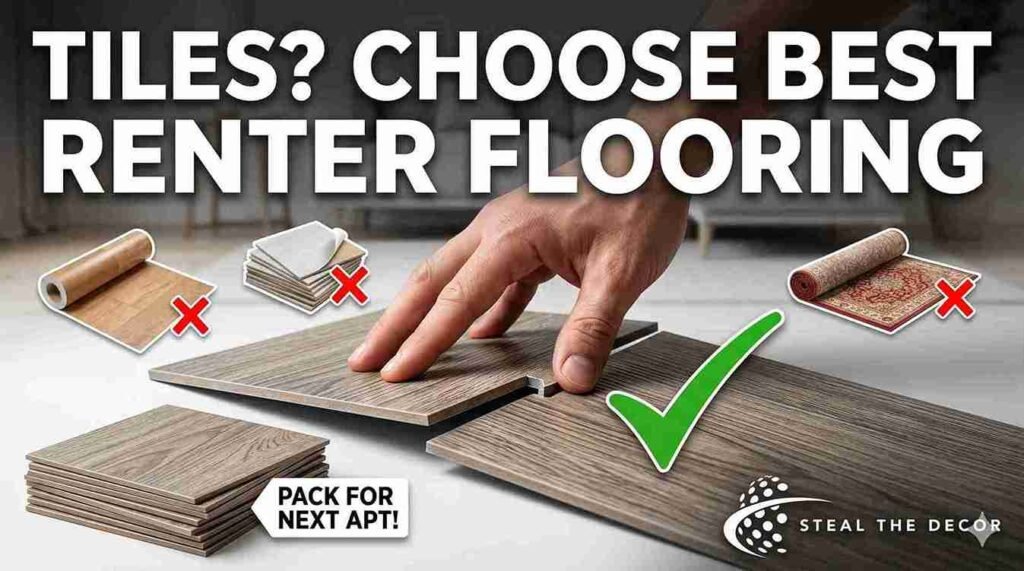 A person using a utility knife and straight edge ruler to cut an interlocking vinyl tile