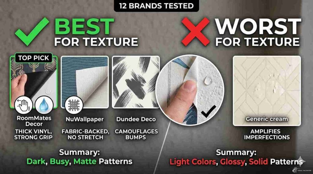 "Measuring wall texture depth with a contour gauge to check if peel-and-stick wallpaper on textured walls will hold."