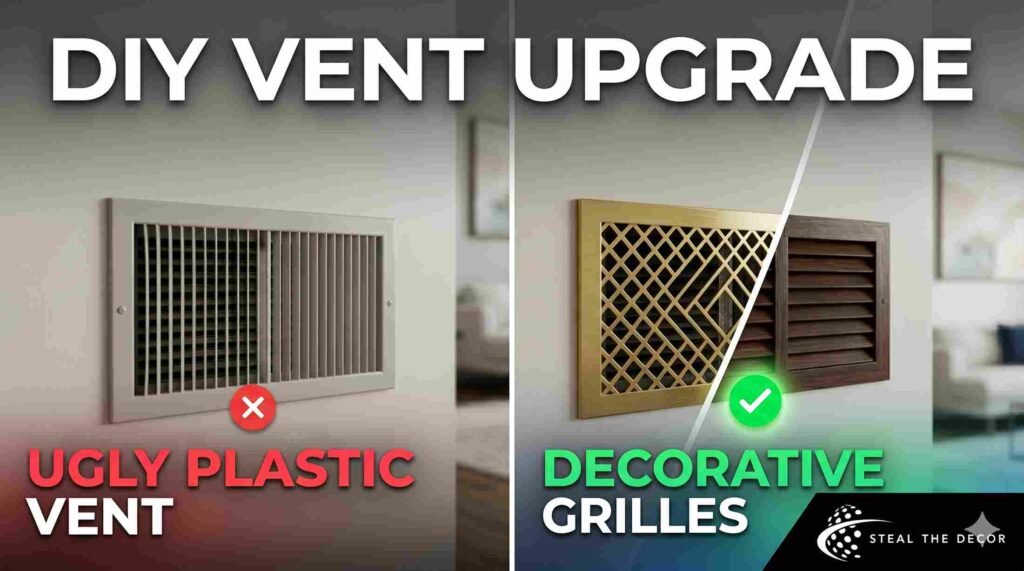 DIY cabinet built to cover an ugly floor-level wall vent