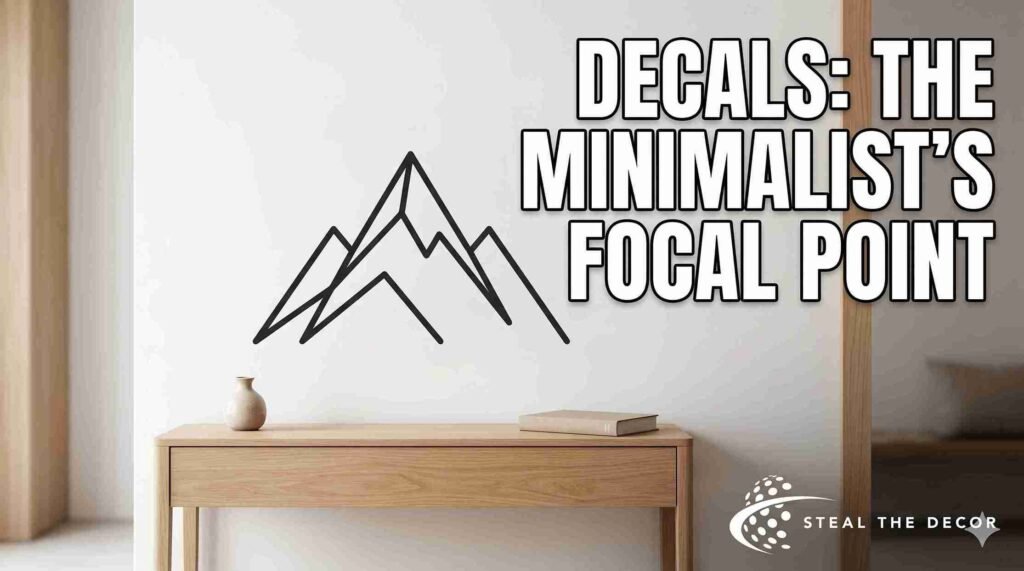 A sleek continuous line art sticker on a white wall, showing how to use removable wall decals for a minimalist look.