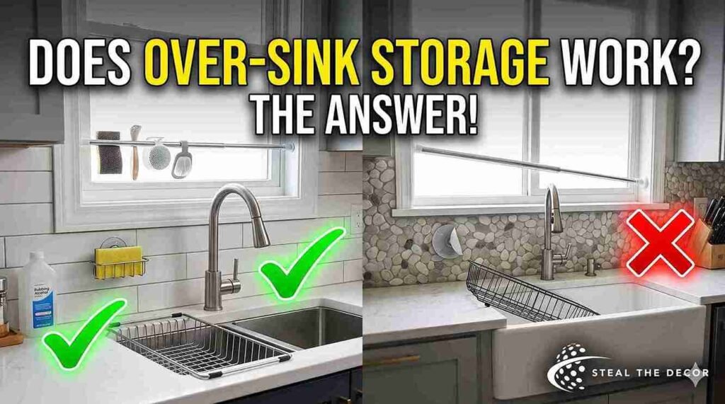 how to install over-the-sink storage ideas without drilling step by step