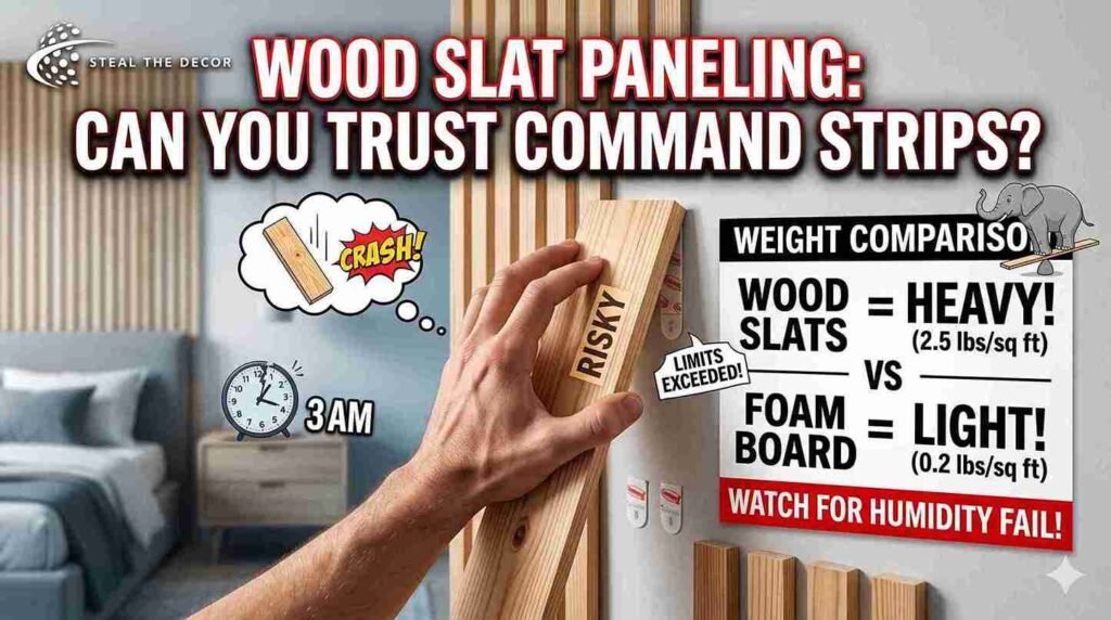 Using a hairdryer to safely peel off temporary wall paneling adhesive without damaging the paint.