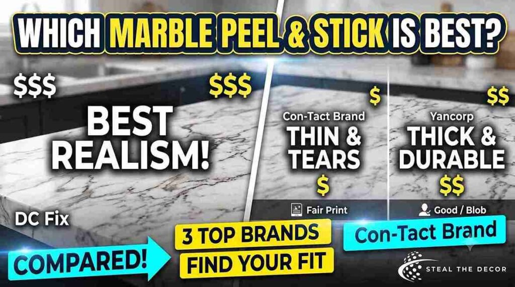 Comparison of the best DIY marble contact paper countertops brands for kitchens.