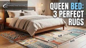 how to choose the right rug size for a queen bed