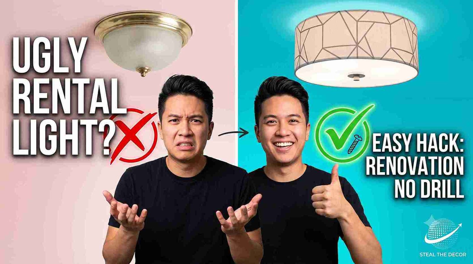 how to cover a boob light in a rental without replacing it — before photo of ugly dome fixture