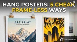How to frame a poster cheap without a frame using washi tape border on white wall