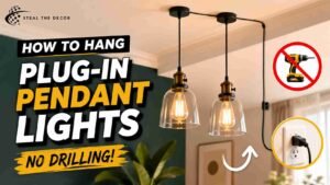 how to hang plug-in pendant lights from the ceiling using adhesive hook