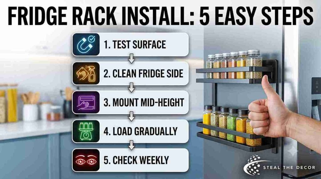 renter-safe magnetic organizer for the side of my fridge showing rubber backing and no scratches