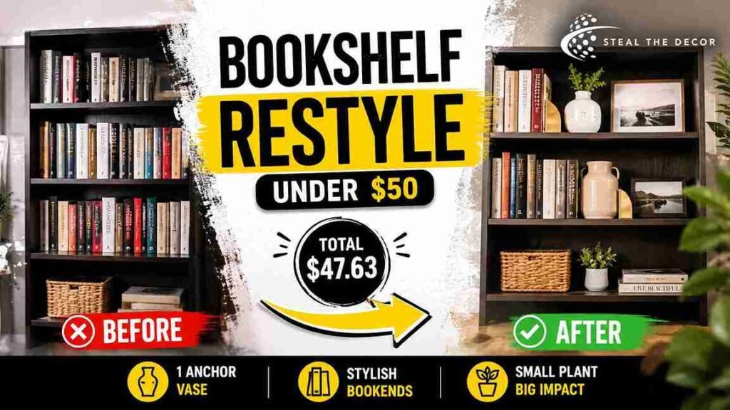  Minimalist small-space solution for how to style a bookshelf in a rental or studio apartment