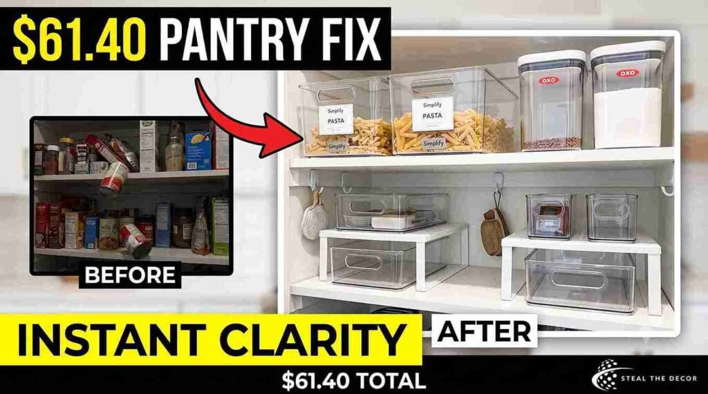 Before and after: organize a tiny rental pantry on a budget under $61