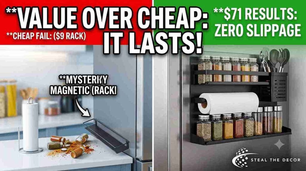 three-piece magnetic organizer for the side of my fridge setup spice rack basket and paper towel holder