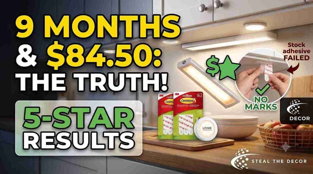 cleaning cabinet underside with rubbing alcohol before installing rental lighting