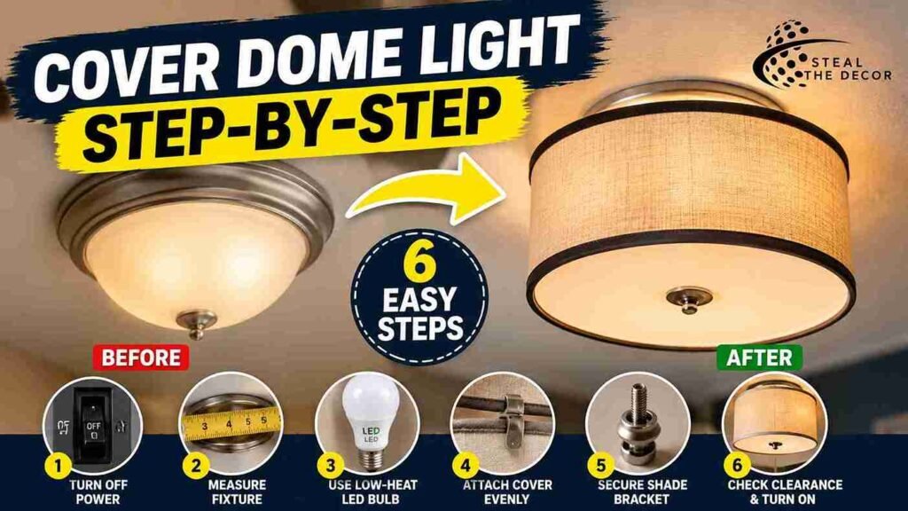 how to cover a boob light in a rental without replacing it—finished drum shade conversion result