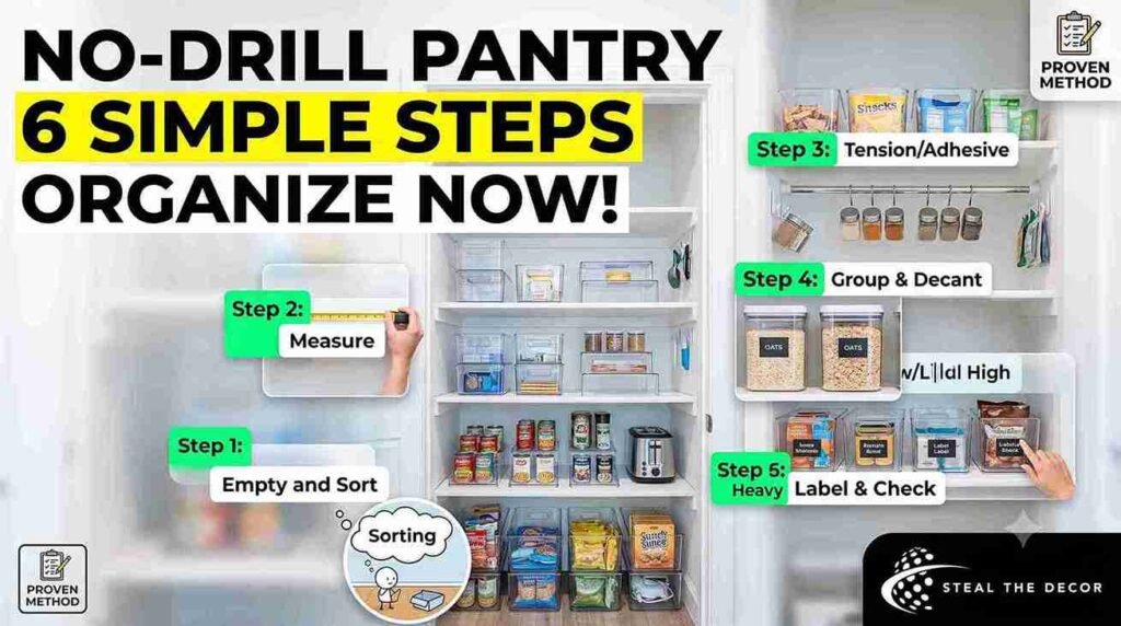 Step-by-step guide to organize a tiny rental pantry with damage-free storage solutions