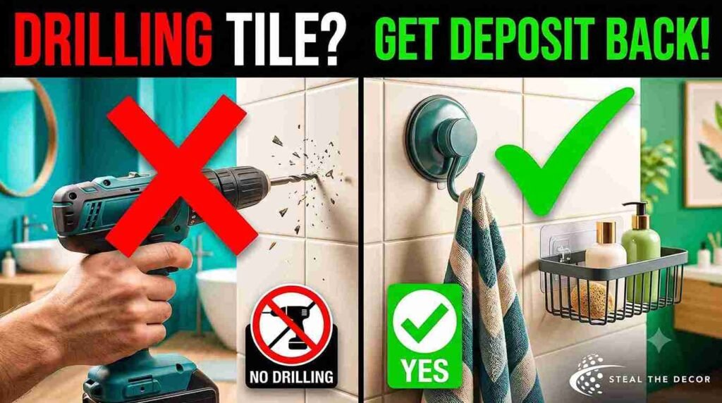 adhesive bathroom organizers and freestanding storage cabinet tested for renters