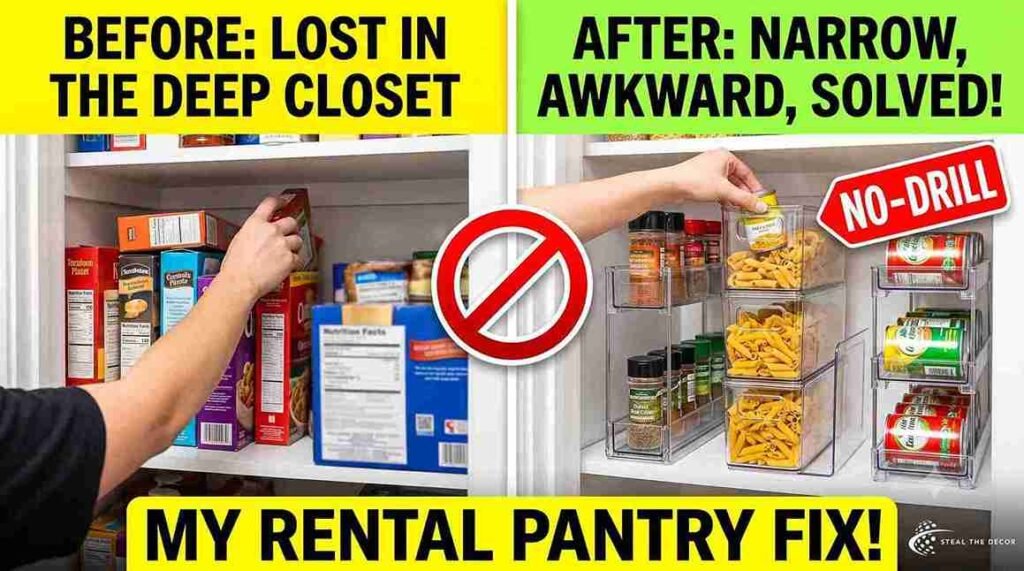 Genius ways to organize a tiny rental pantry without drilling or tools