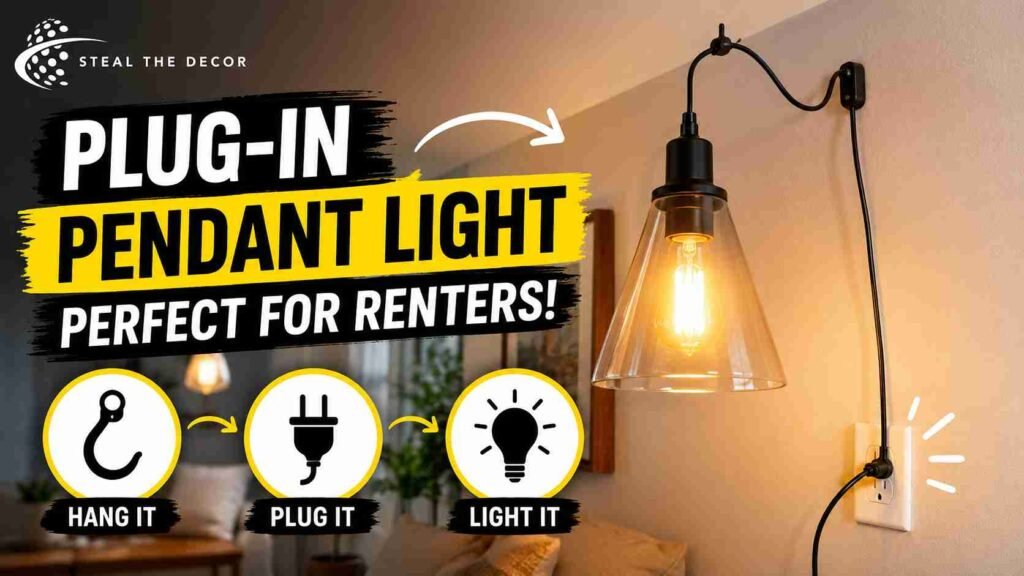 how to hang plug-in pendant lights from the ceiling with cord cover kit