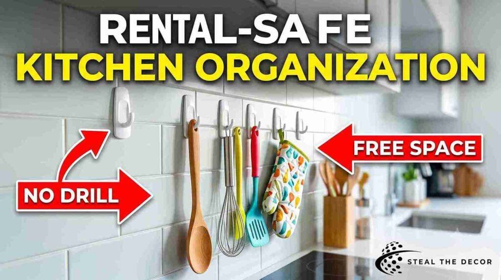 command hooks for kitchen organization under cabinet with coffee mugs