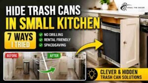 how to hide trash cans in a small kitchen—before and after