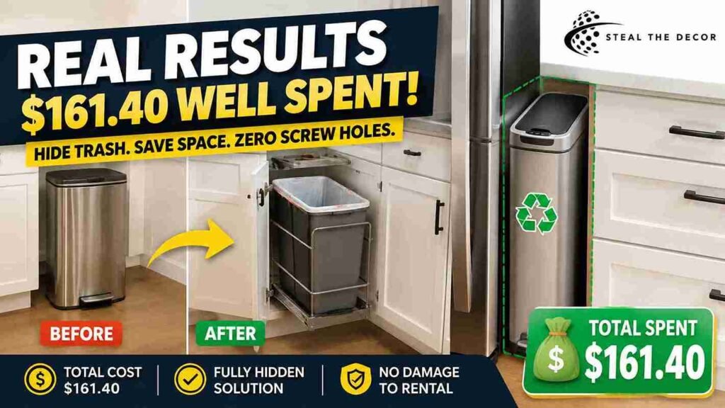 best way to hide trash cans in a small kitchen using tension mount