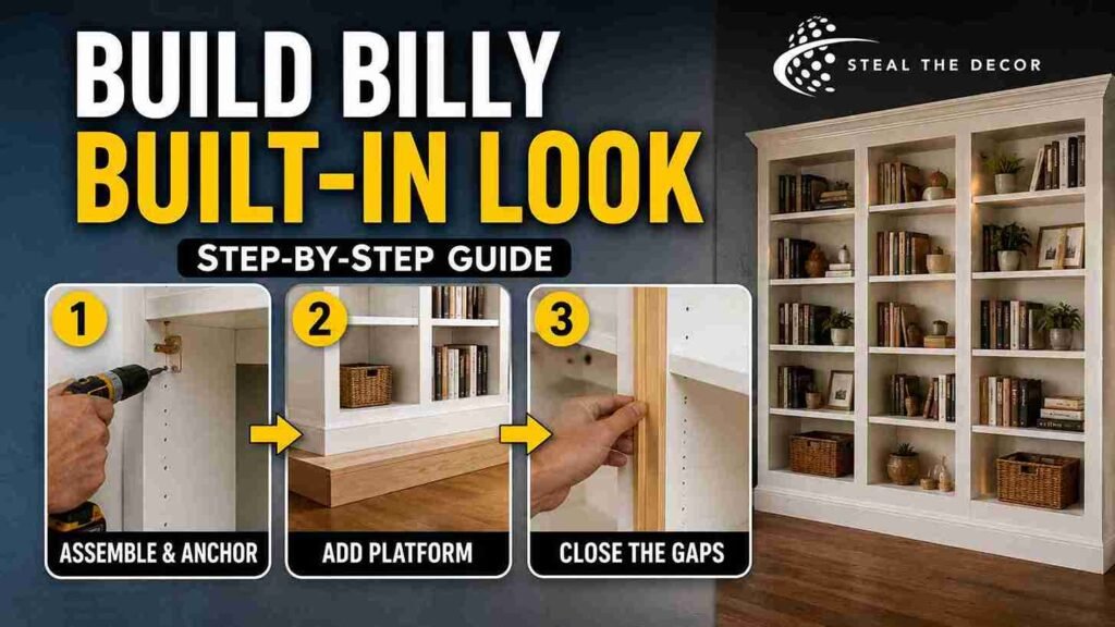 how to style a cheap IKEA Billy bookcase to look 