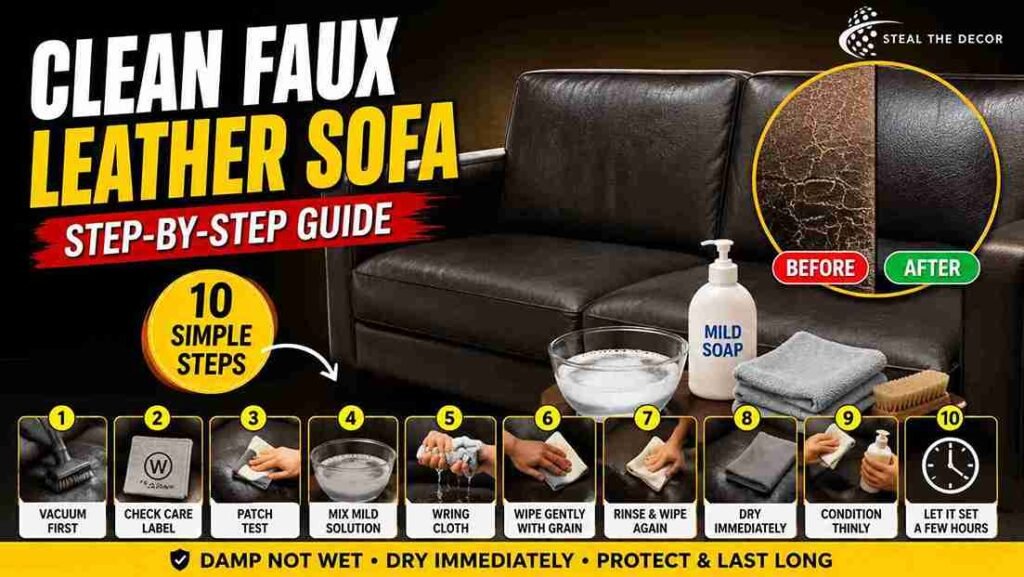 clean a faux leather sofa without cracking