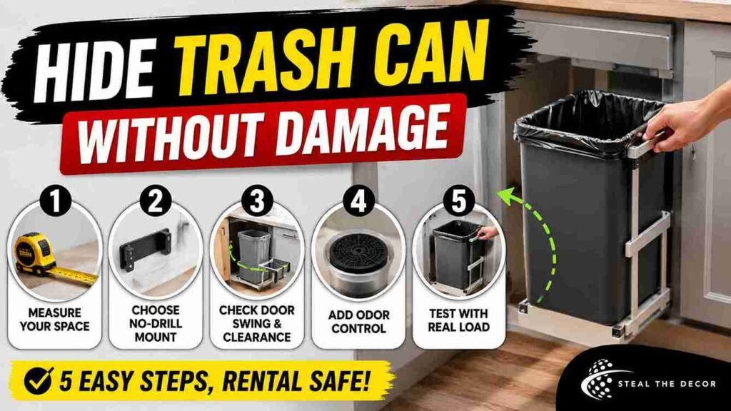 hidden trash can idea for small kitchen cabinets