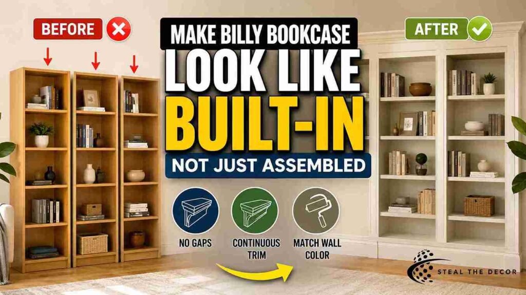 how to style a cheap IKEA Billy bookcase to look 