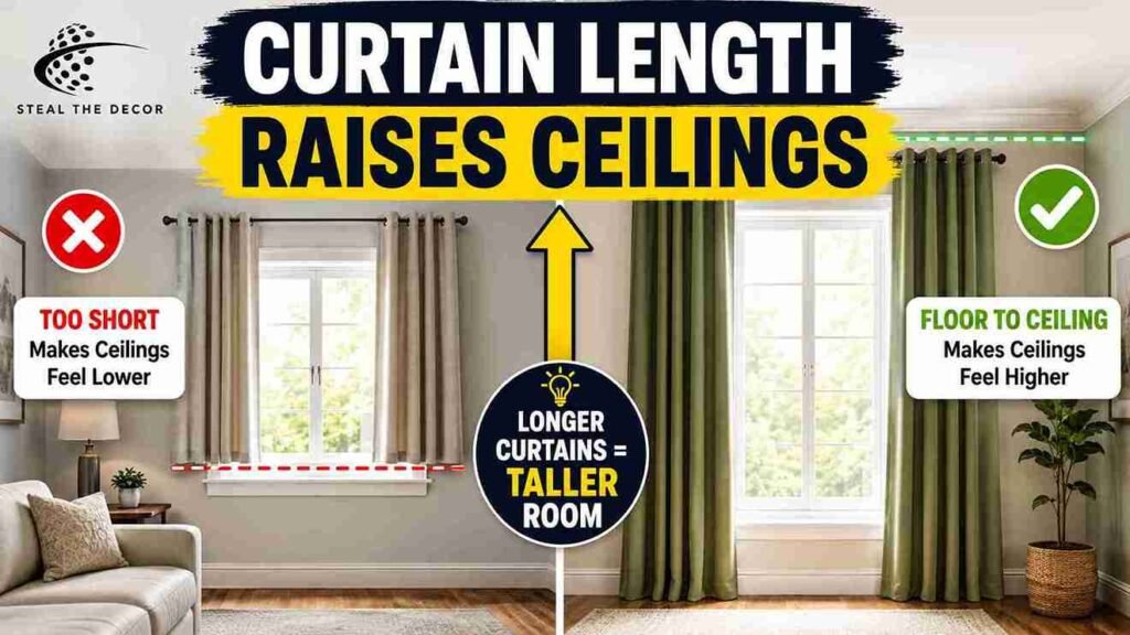 how to choose curtain length for low ceilings