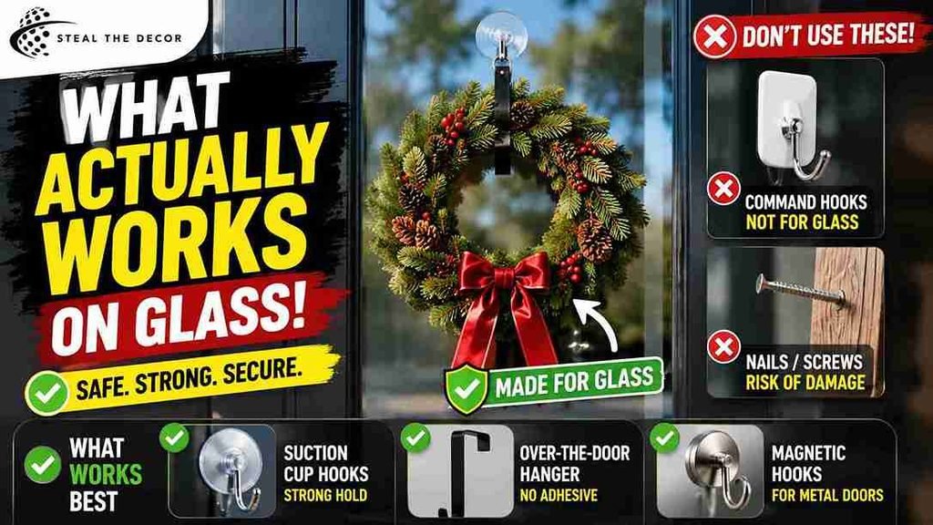 how to hang a wreath on a glass door