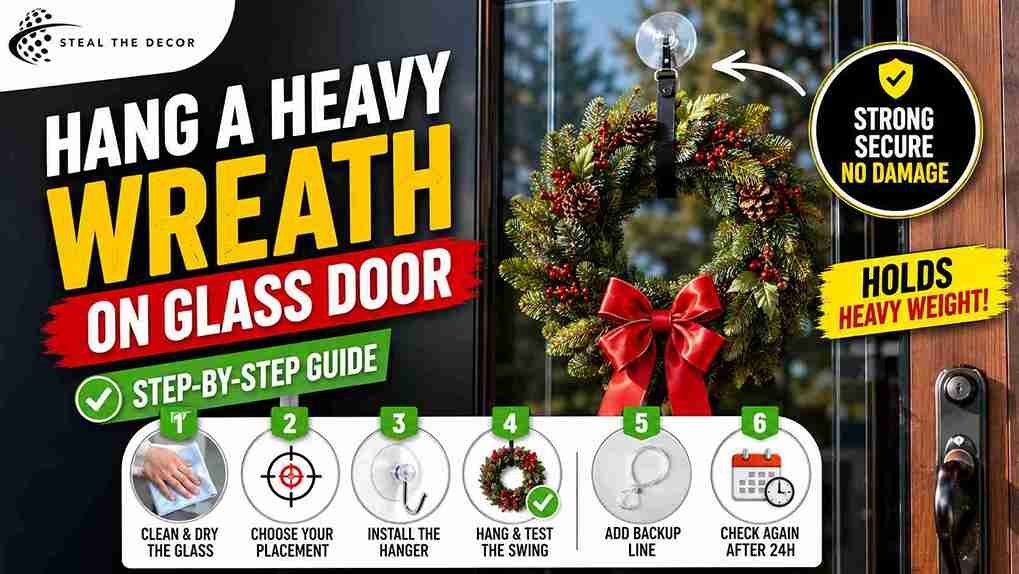 how to hang a wreath on a glass door