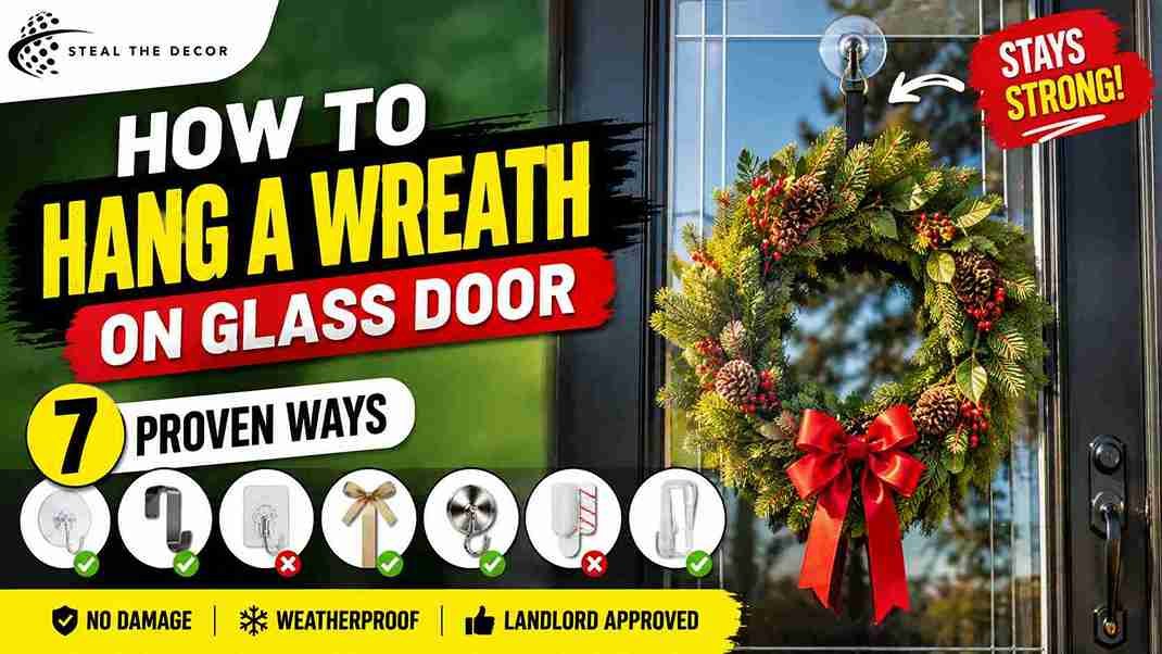 how to hang a wreath on a glass door