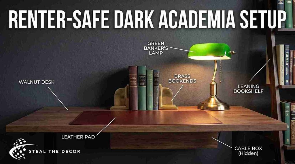 dark academia desk setup