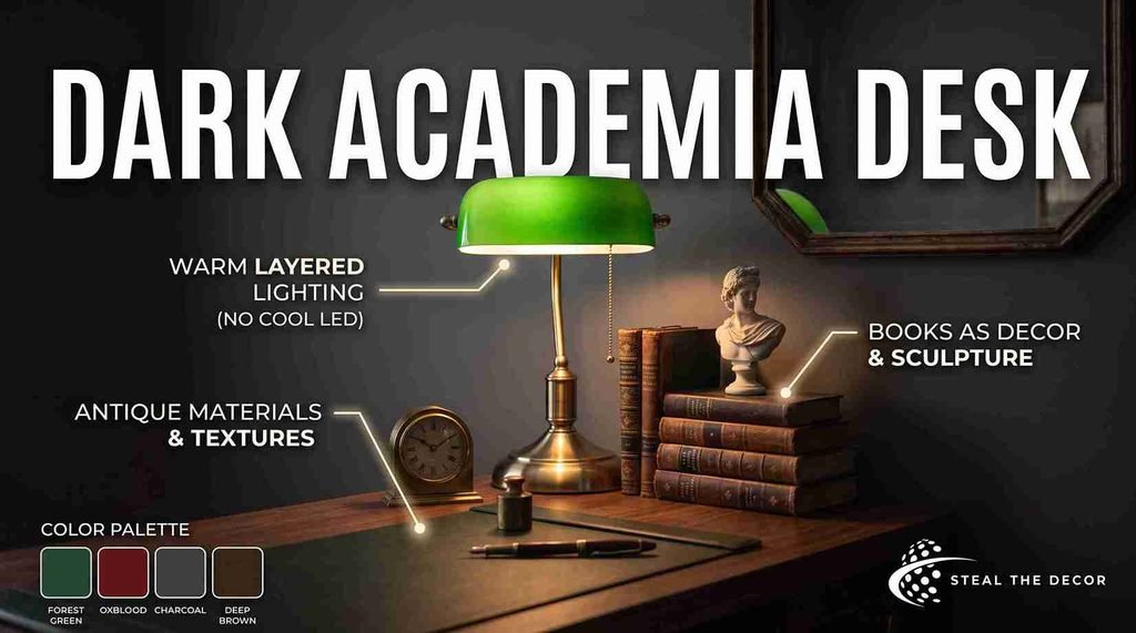 dark academia desk setup