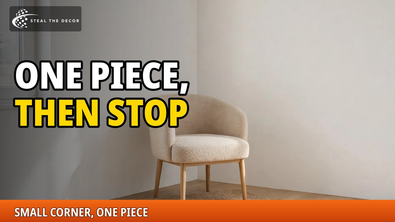 Single accent chair alone in a small room corner